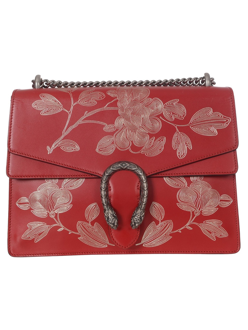 ♥️ Gucci Dionysus Red Floral Medium Leather with Silver Hardware Bag♥️